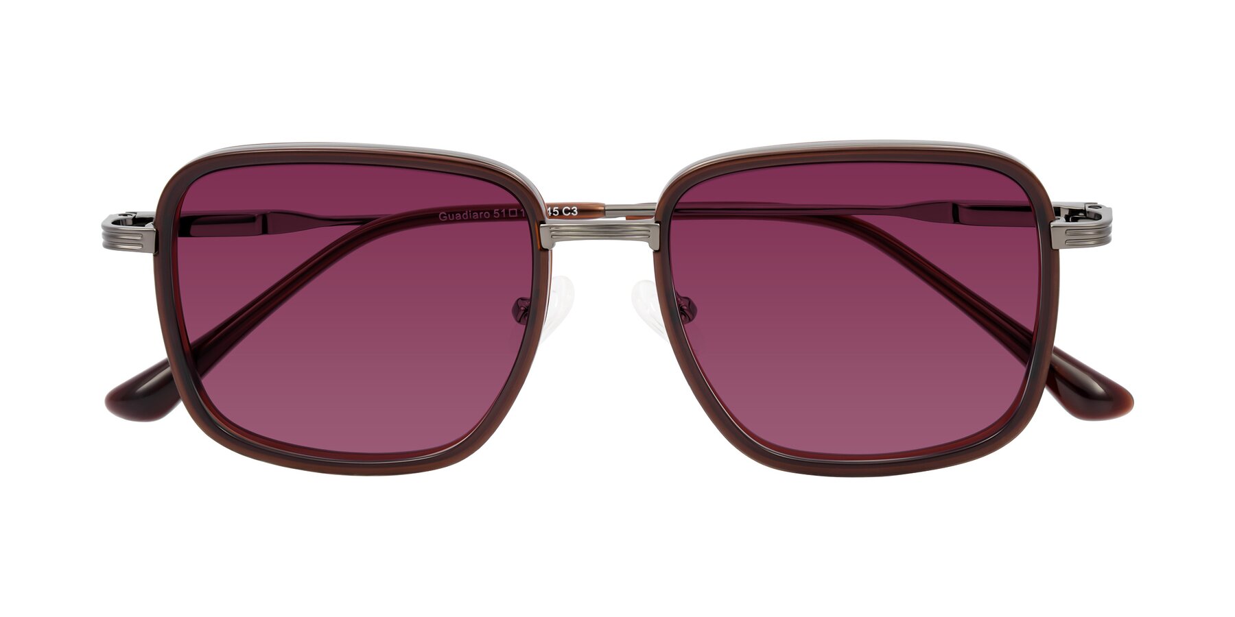 Folded Front of Guadiaro in Brown/Gunmetal with Wine Tinted Lenses