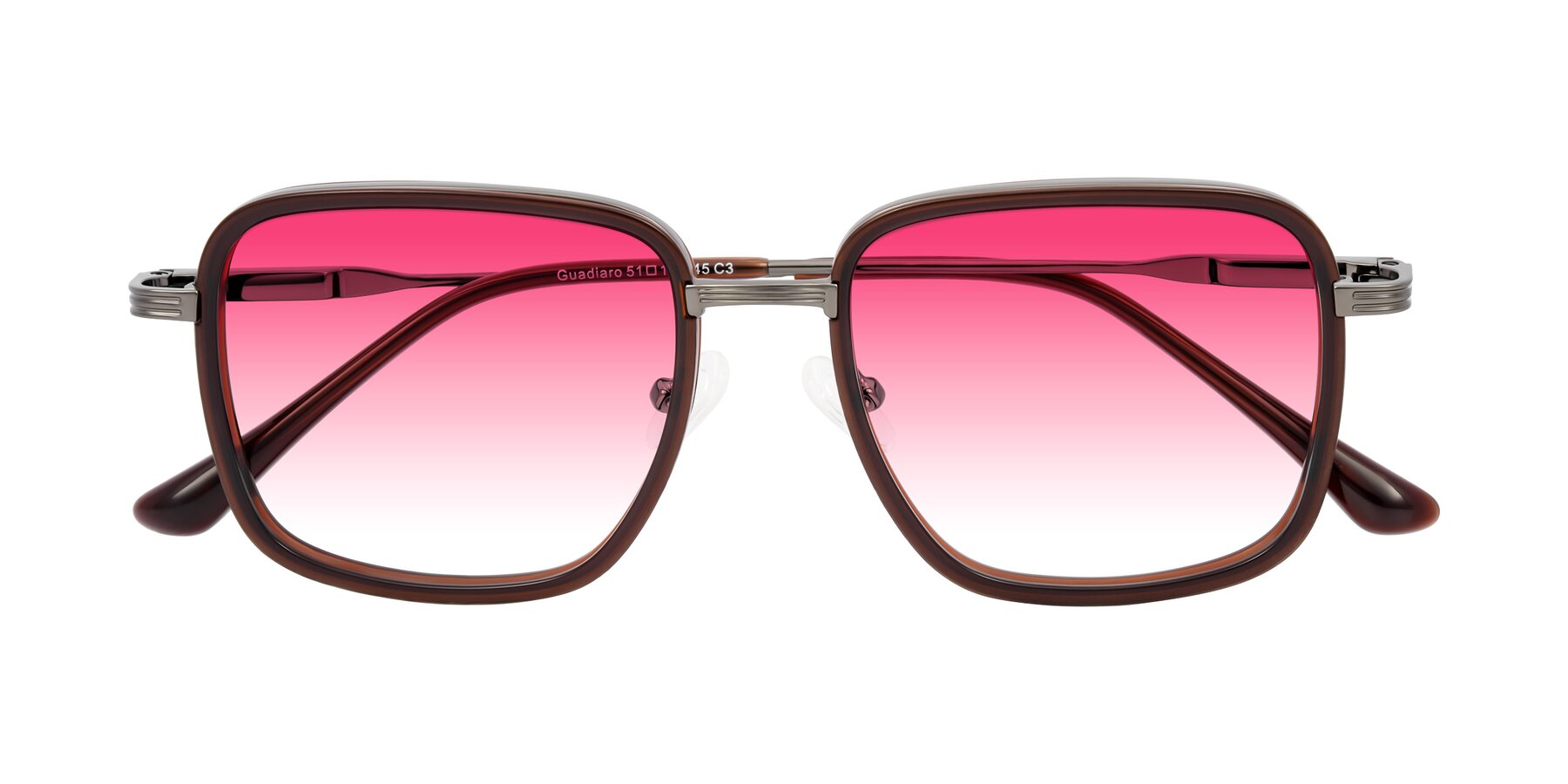 Folded Front of Guadiaro in Brown/Gunmetal with Pink Gradient Lenses