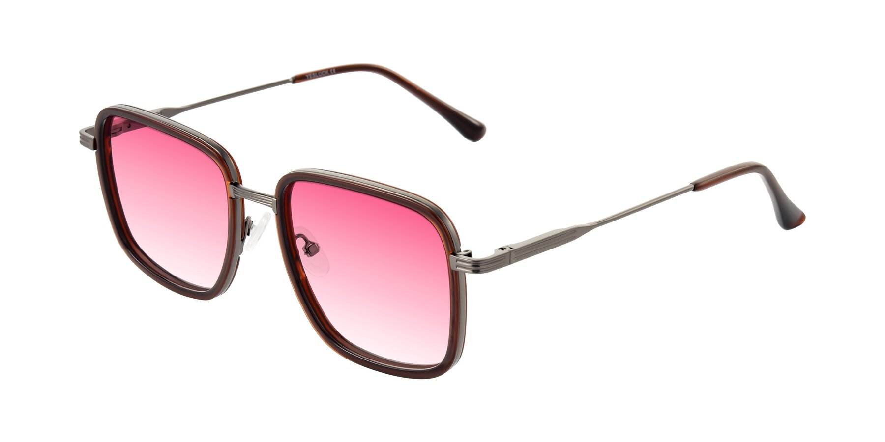 Angle of Guadiaro in Brown/Gunmetal with Pink Gradient Lenses