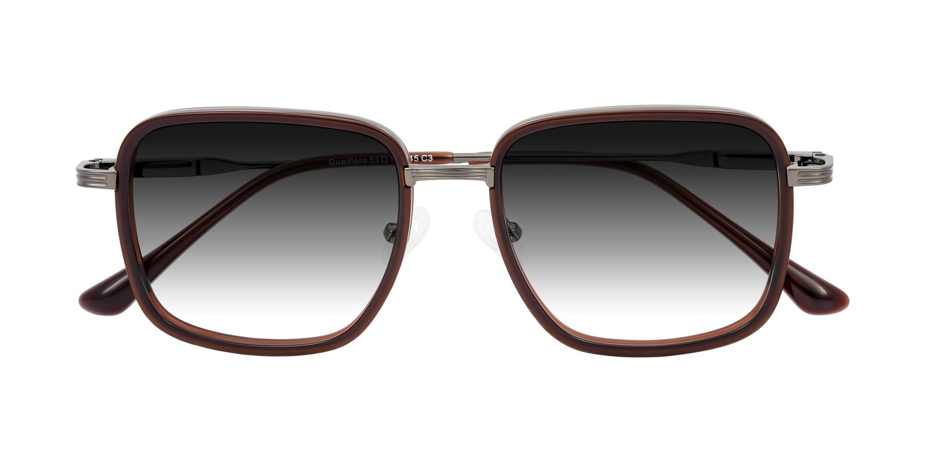Folded Front of Guadiaro in Brown/Gunmetal with Gray Gradient Lenses