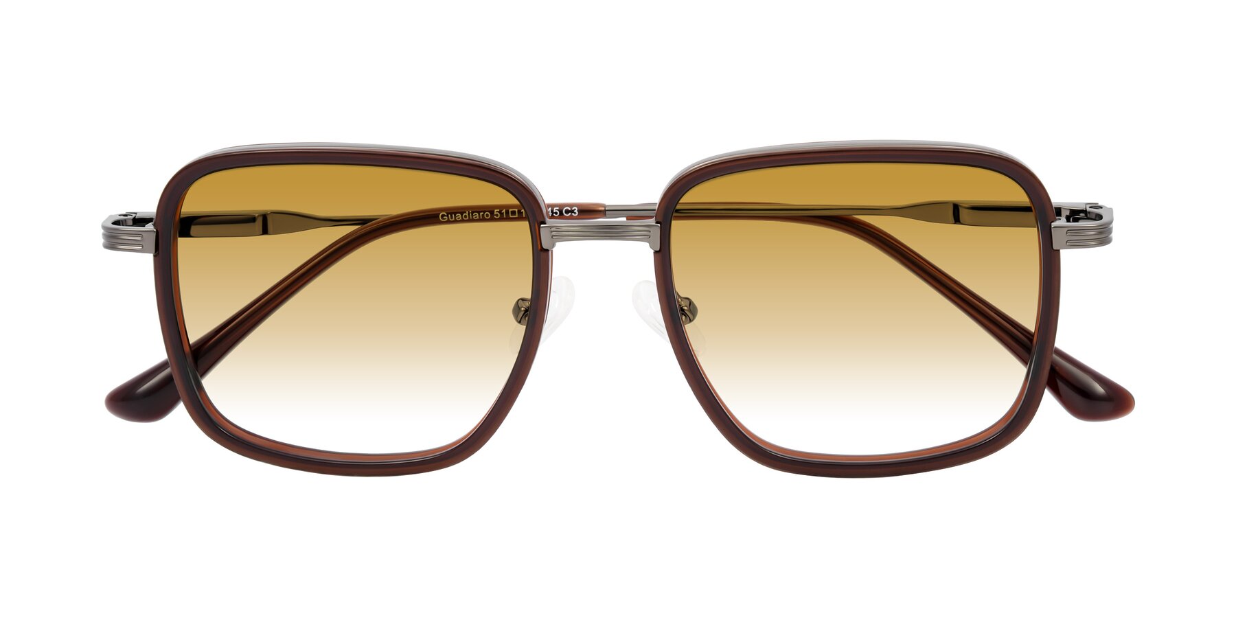Folded Front of Guadiaro in Brown/Gunmetal with Champagne Gradient Lenses