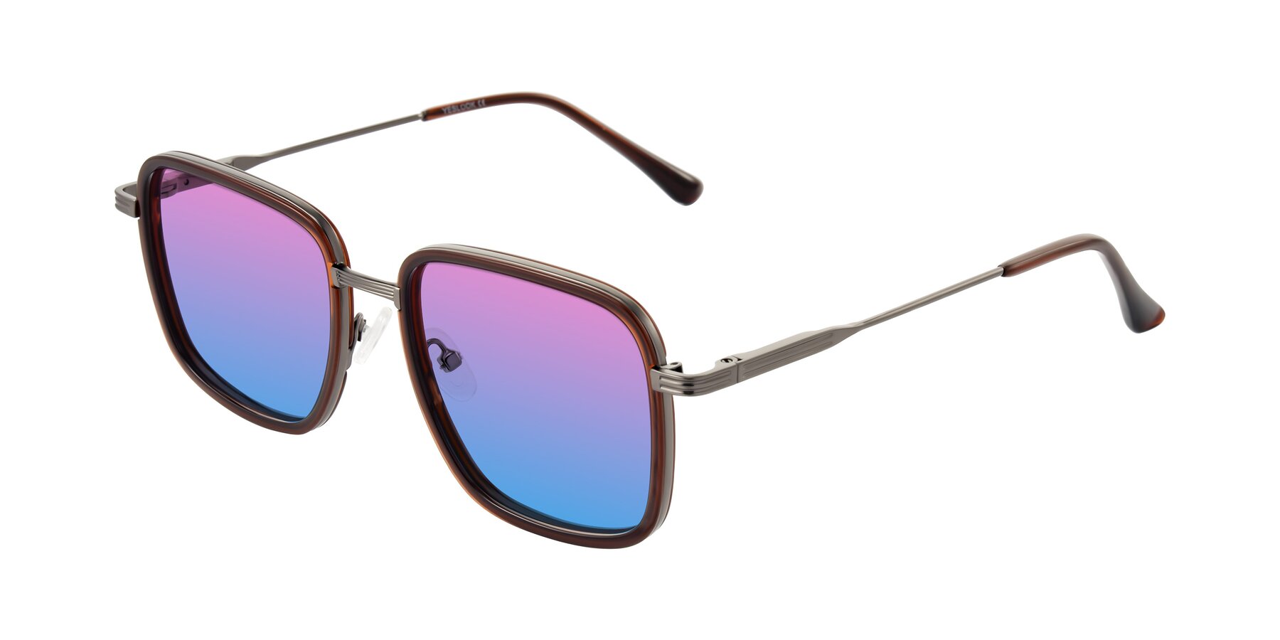 Angle of Guadiaro in Brown/Gunmetal with Pink / Blue Gradient Lenses