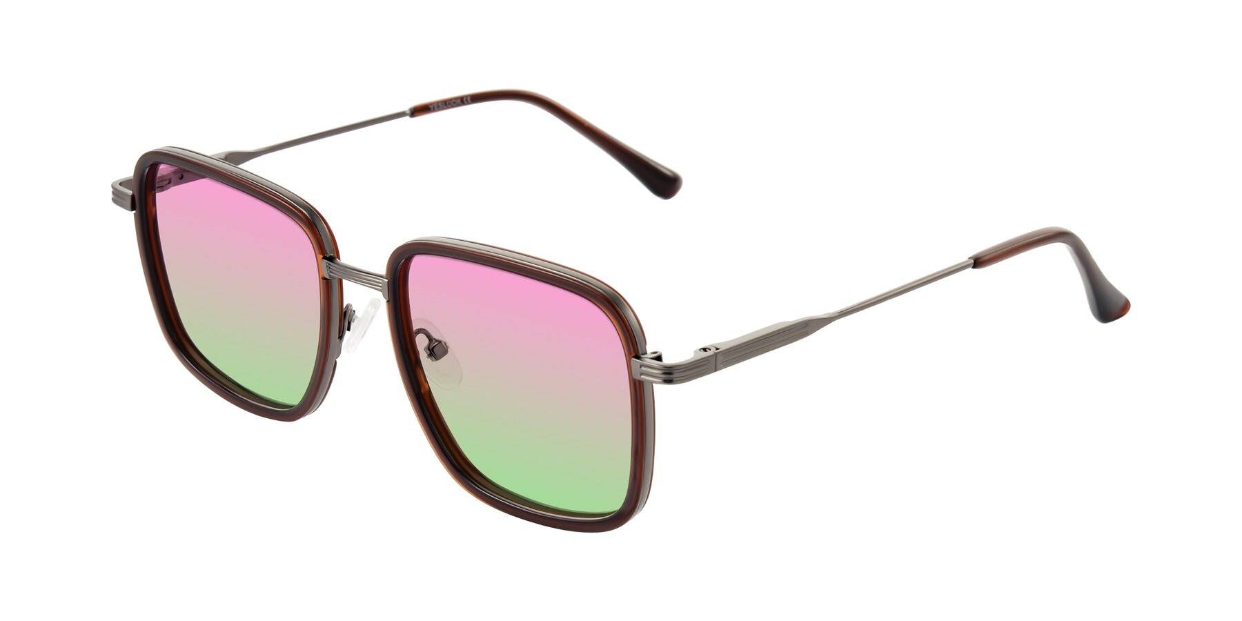 Angle of Guadiaro in Brown/Gunmetal with Pink / Green Gradient Lenses