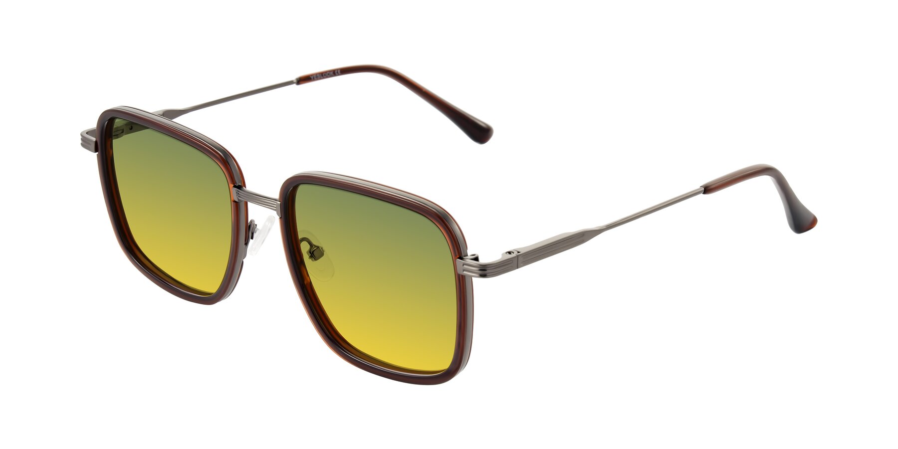 Angle of Guadiaro in Brown/Gunmetal with Green / Yellow Gradient Lenses