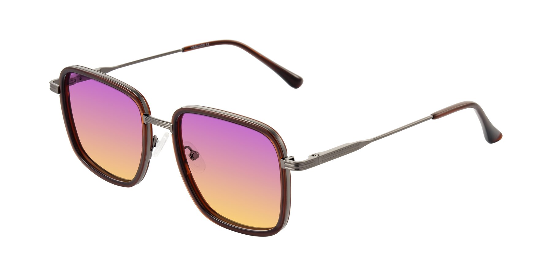 Angle of Guadiaro in Brown/Gunmetal with Purple / Yellow Gradient Lenses