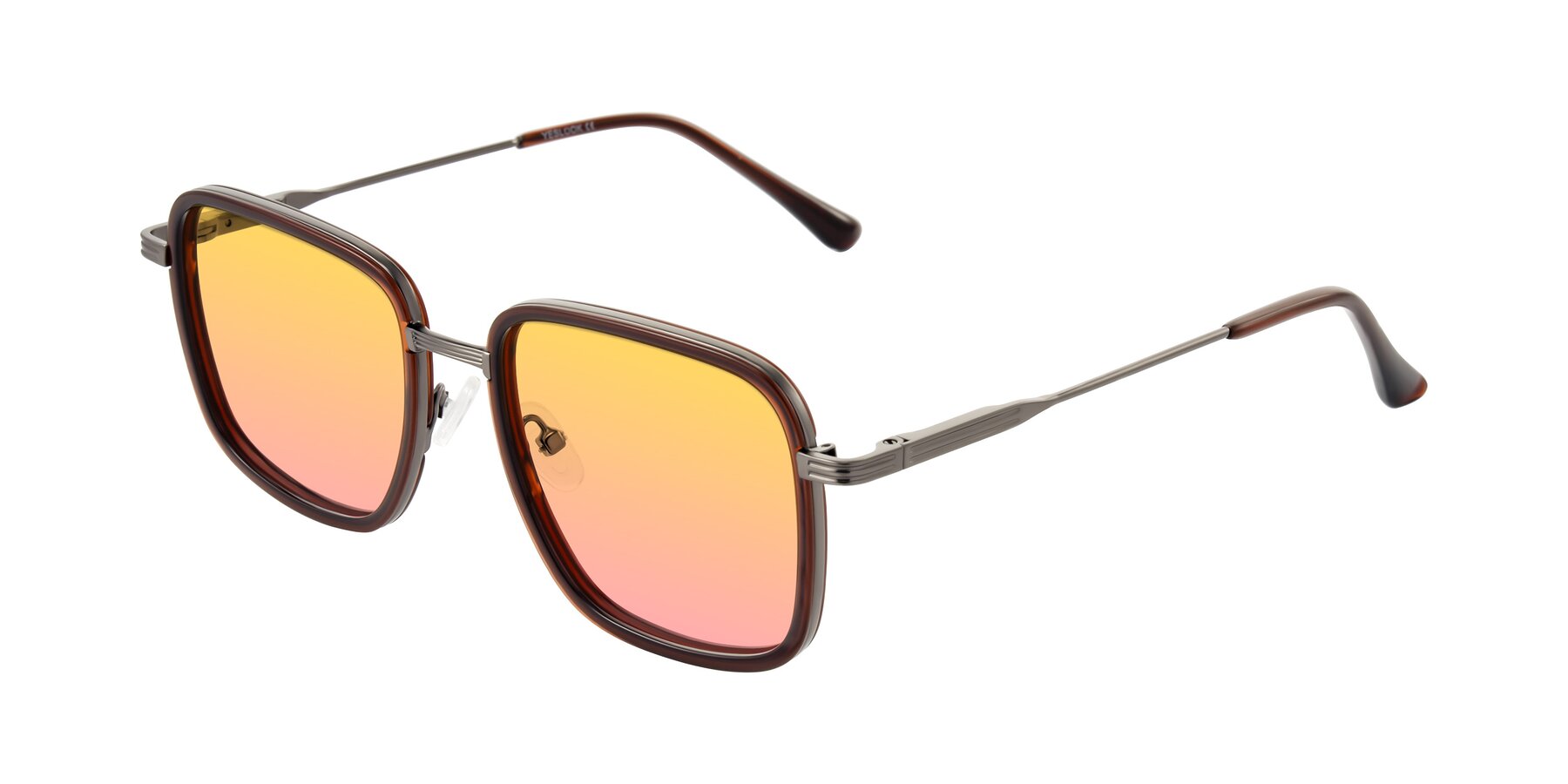 Angle of Guadiaro in Brown/Gunmetal with Yellow / Pink Gradient Lenses