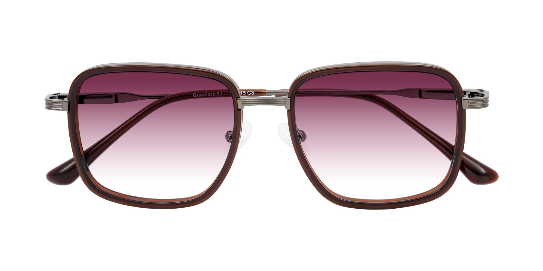 Folded Front of Guadiaro in Brown/Gunmetal with Wine Gradient Lenses