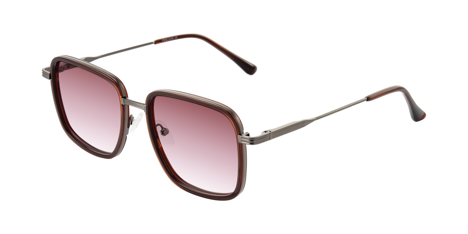 Angle of Guadiaro in Brown/Gunmetal with Garnet Gradient Lenses