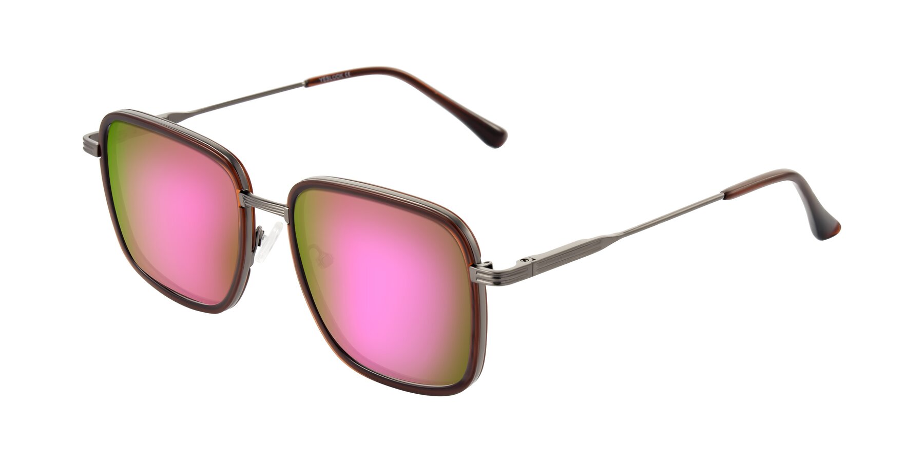 Angle of Guadiaro in Brown/Gunmetal with Pink Mirrored Lenses