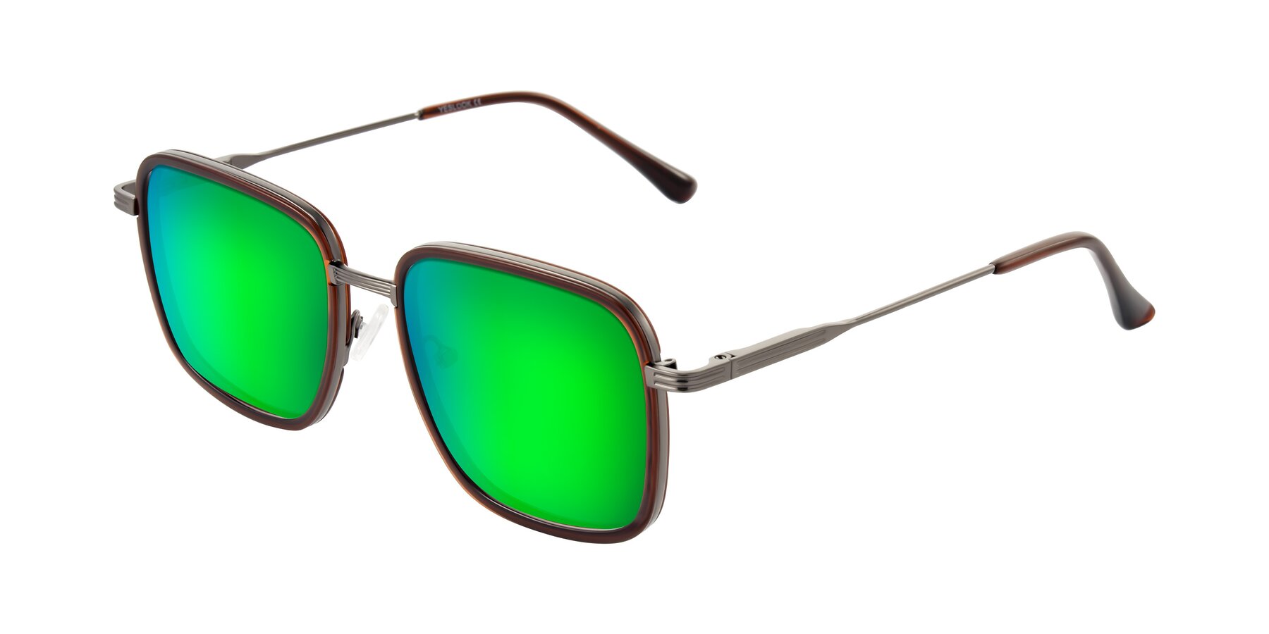 Angle of Guadiaro in Brown/Gunmetal with Green Mirrored Lenses