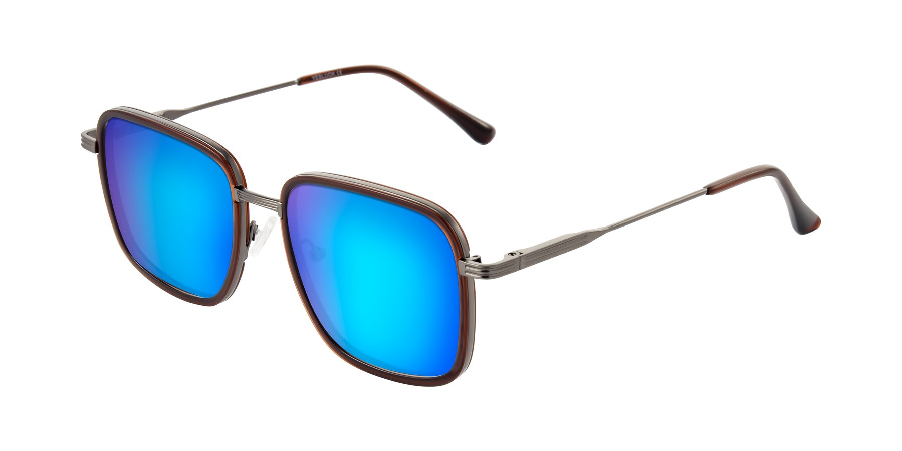 Angle of Guadiaro in Brown/Gunmetal with Blue Mirrored Lenses