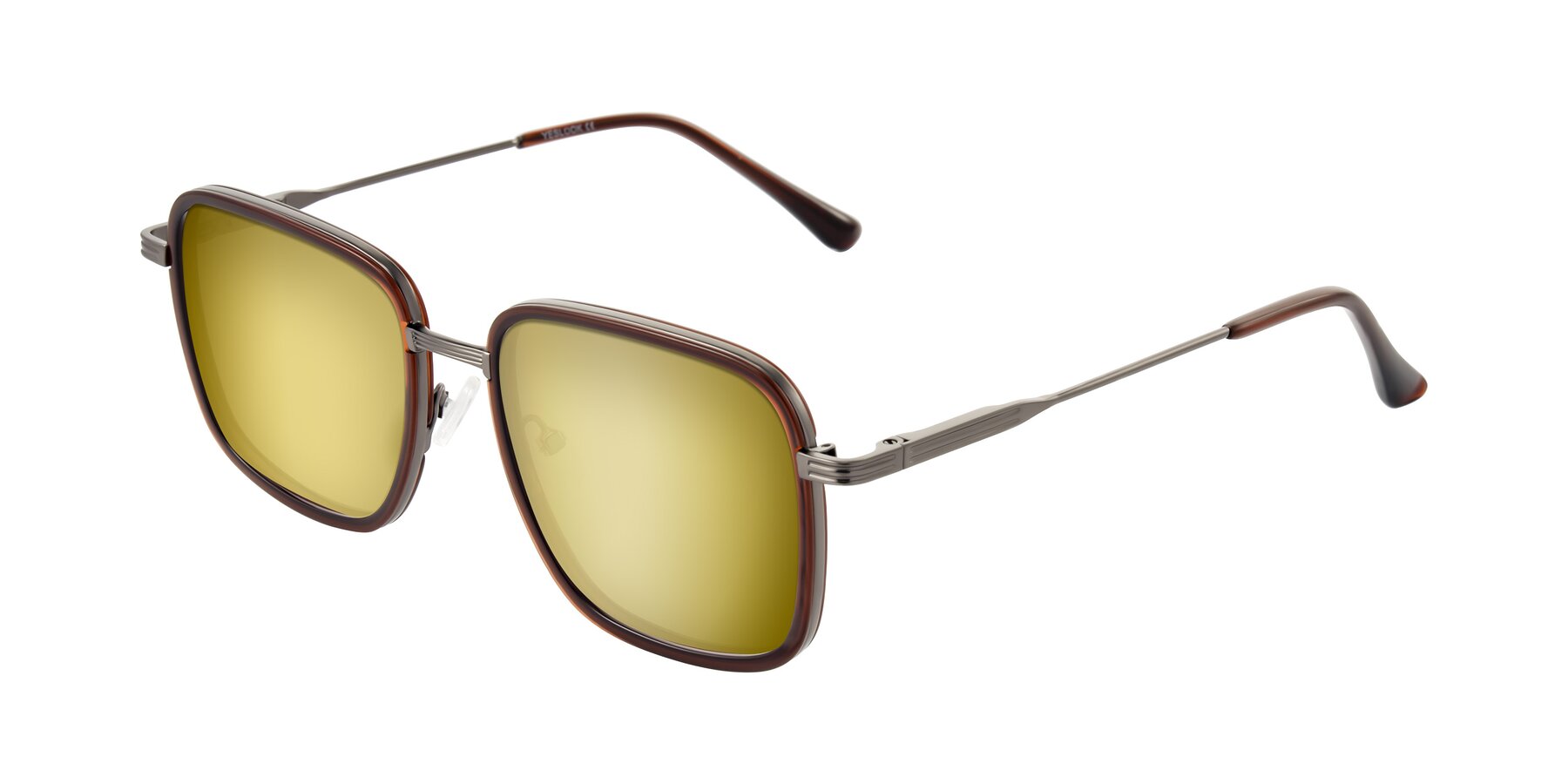 Angle of Guadiaro in Brown/Gunmetal with Gold Mirrored Lenses