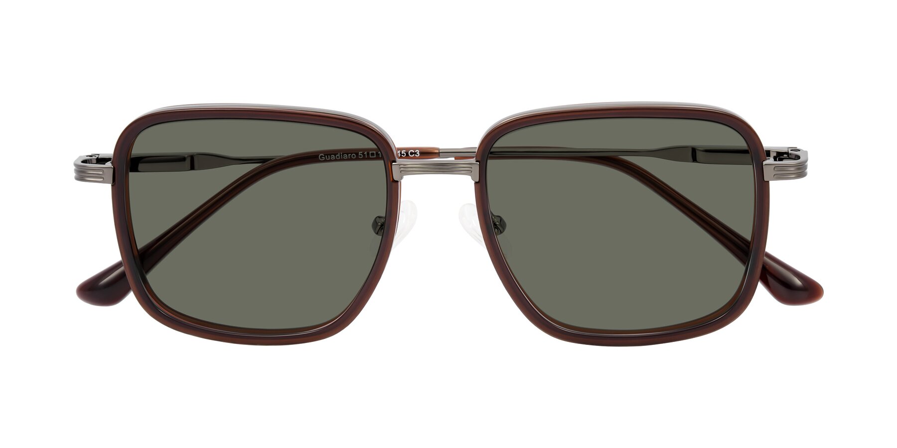 Folded Front of Guadiaro in Brown/Gunmetal with Gray Polarized Lenses