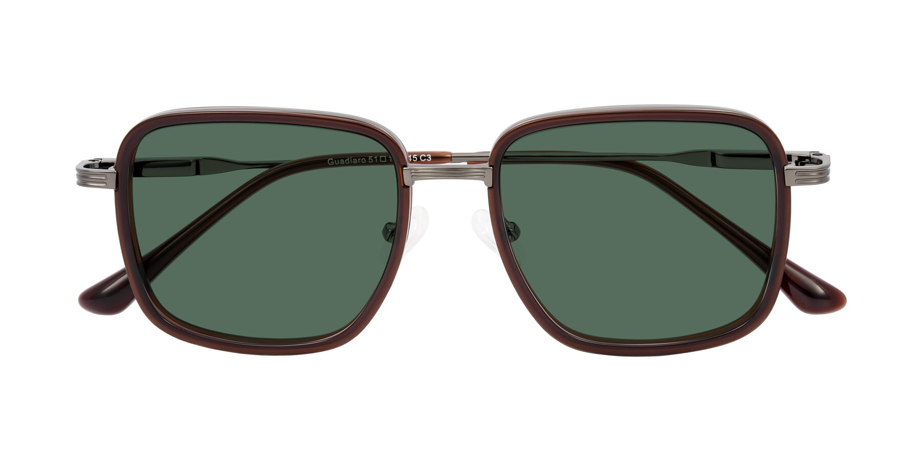 Folded Front of Guadiaro in Brown/Gunmetal with Green Polarized Lenses