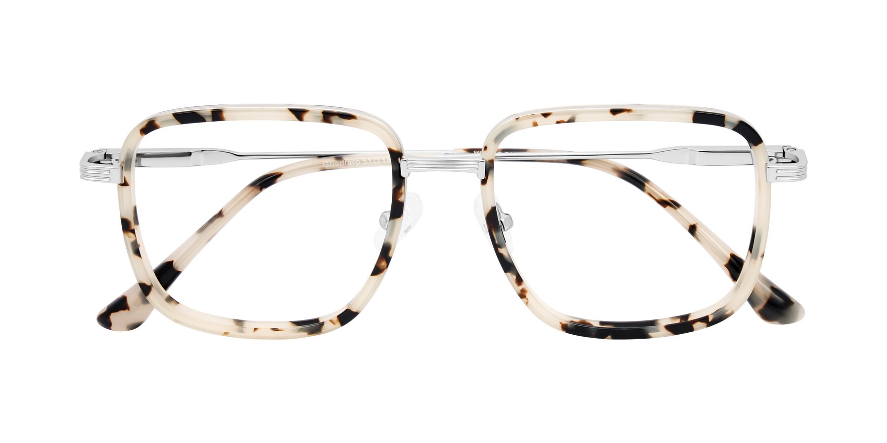 Folded Front of Guadiaro in Ivory Tortoise/Silver with Clear Blue Light Blocking Lenses