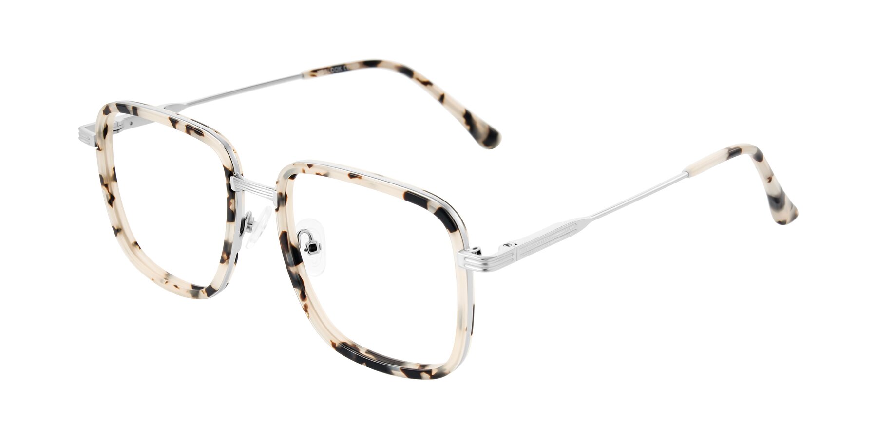 Angle of Guadiaro in Ivory Tortoise/Silver with Clear Blue Light Blocking Lenses