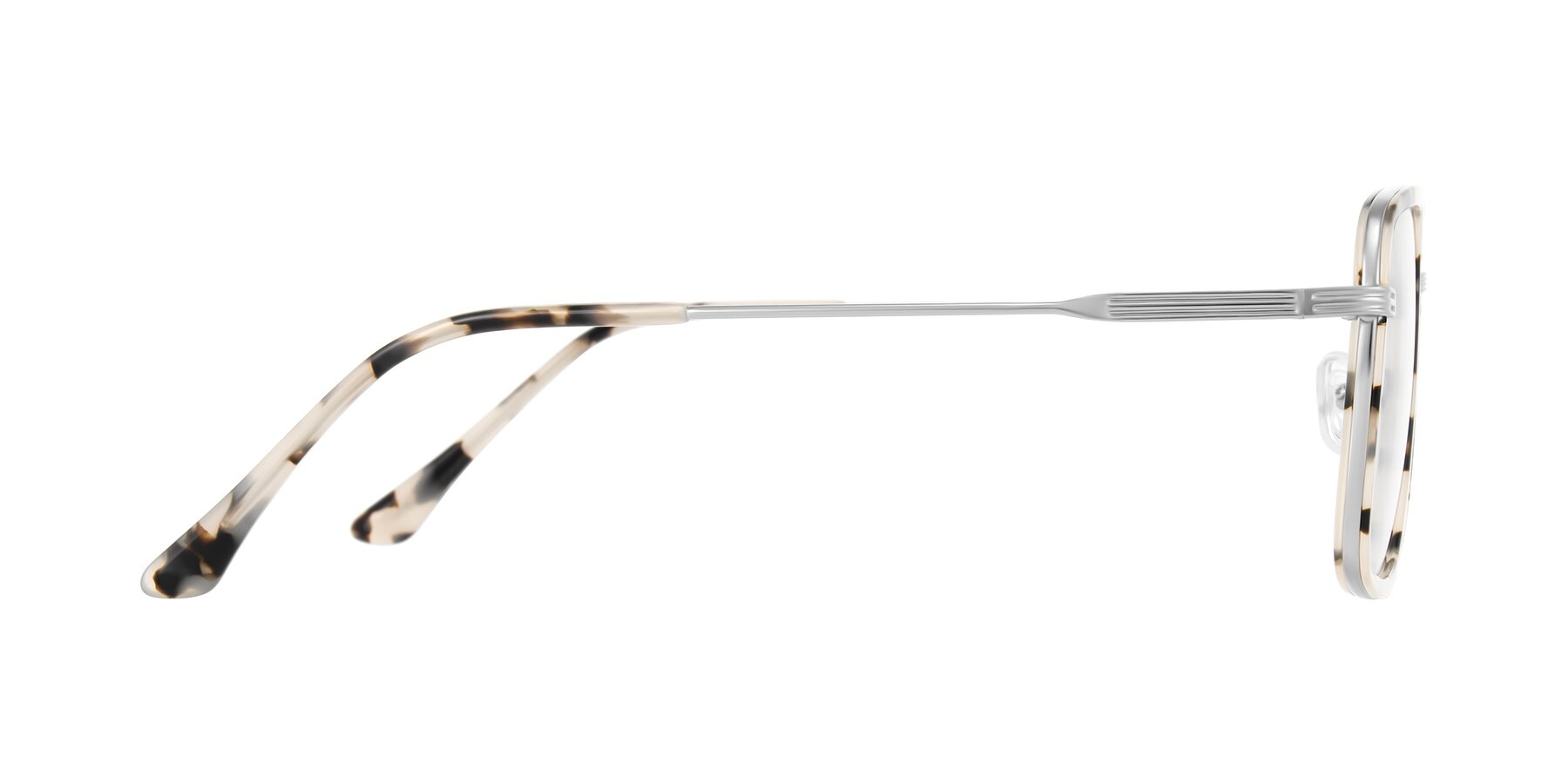 Side of Guadiaro in Ivory Tortoise/Silver with Clear Blue Light Blocking Lenses