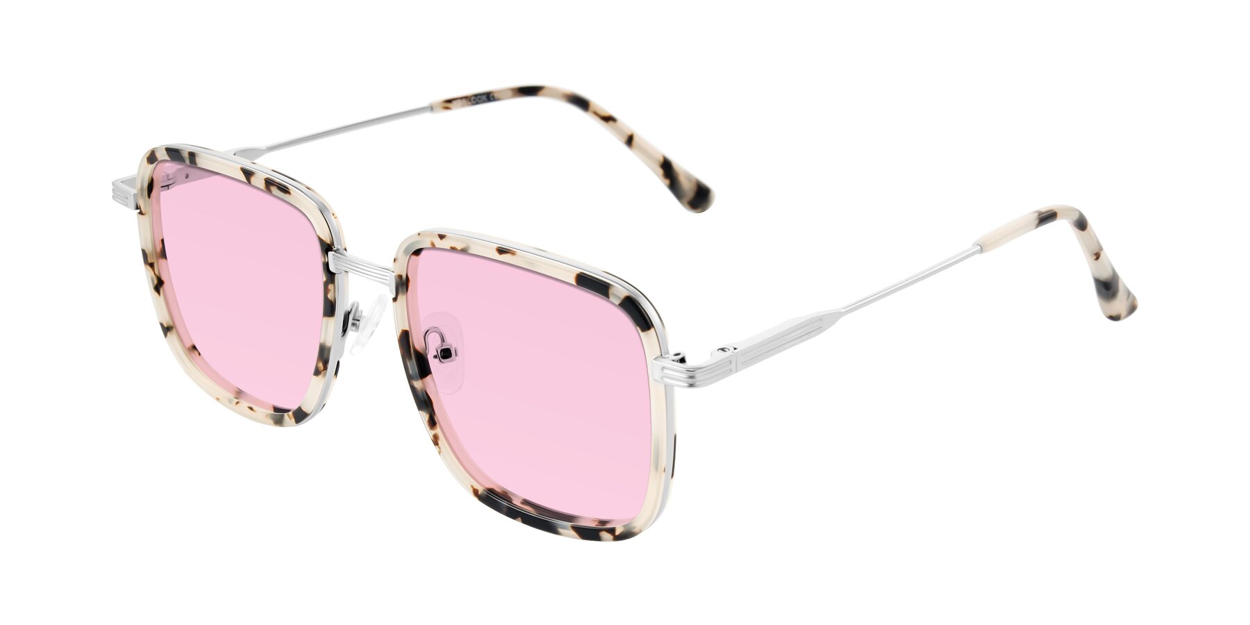 Angle of Guadiaro in Ivory Tortoise/Silver with Light Pink Tinted Lenses
