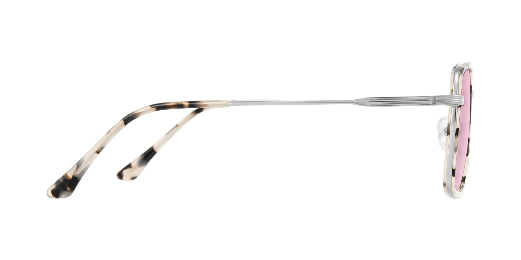 Side of Guadiaro in Ivory Tortoise/Silver with Light Pink Tinted Lenses