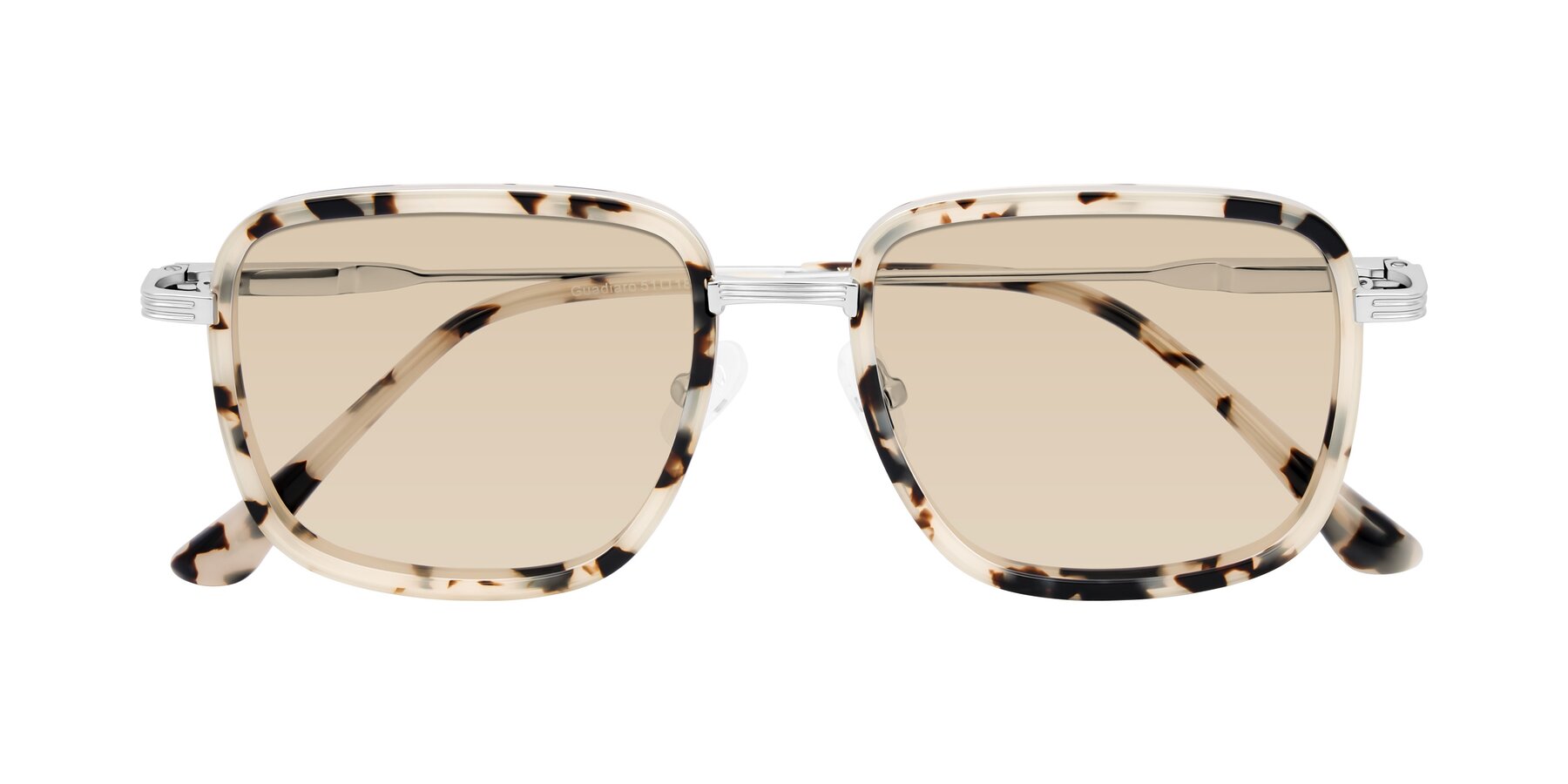 Folded Front of Guadiaro in Ivory Tortoise/Silver with Light Brown Tinted Lenses