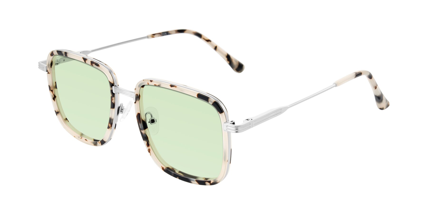 Angle of Guadiaro in Ivory Tortoise/Silver with Light Green Tinted Lenses
