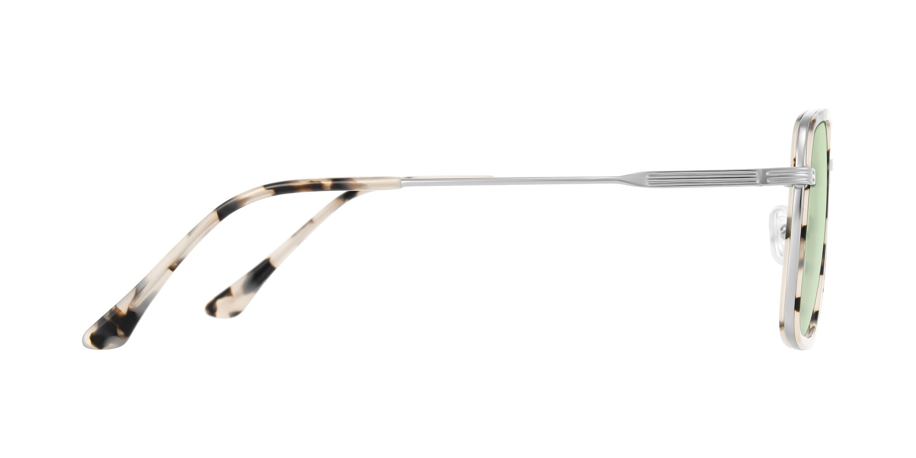 Side of Guadiaro in Ivory Tortoise/Silver with Light Green Tinted Lenses