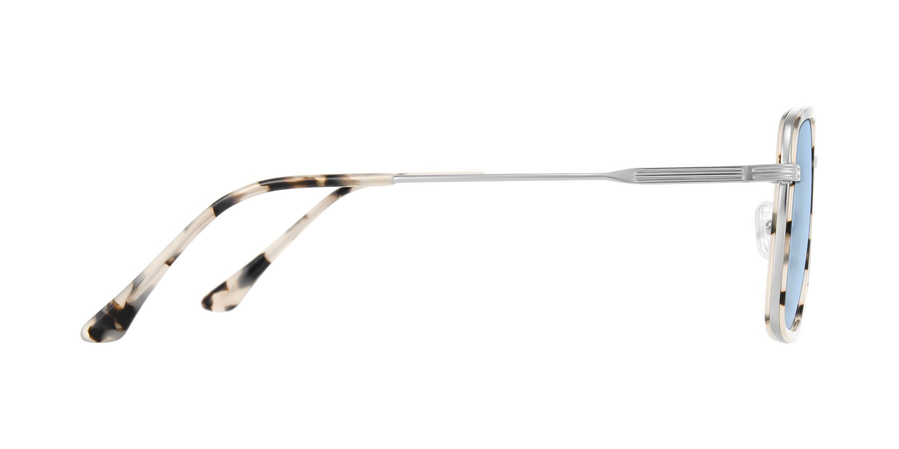 Side of Guadiaro in Ivory Tortoise/Silver with Light Blue Tinted Lenses