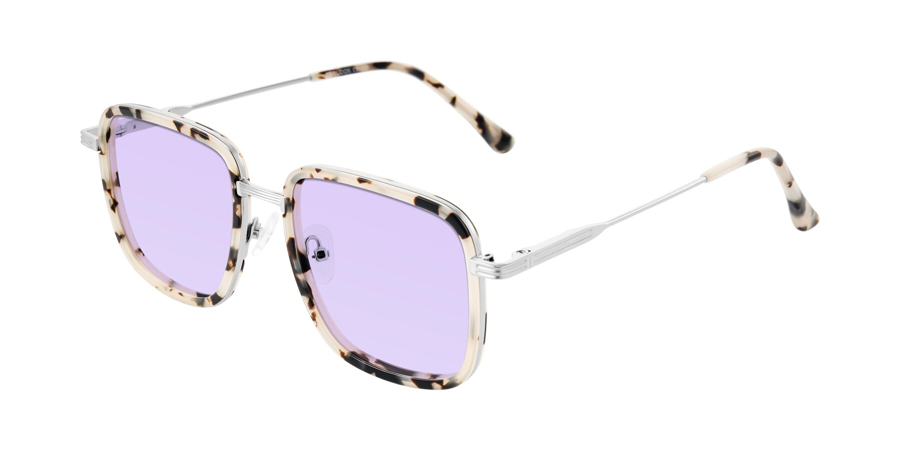 Angle of Guadiaro in Ivory Tortoise/Silver with Light Purple Tinted Lenses