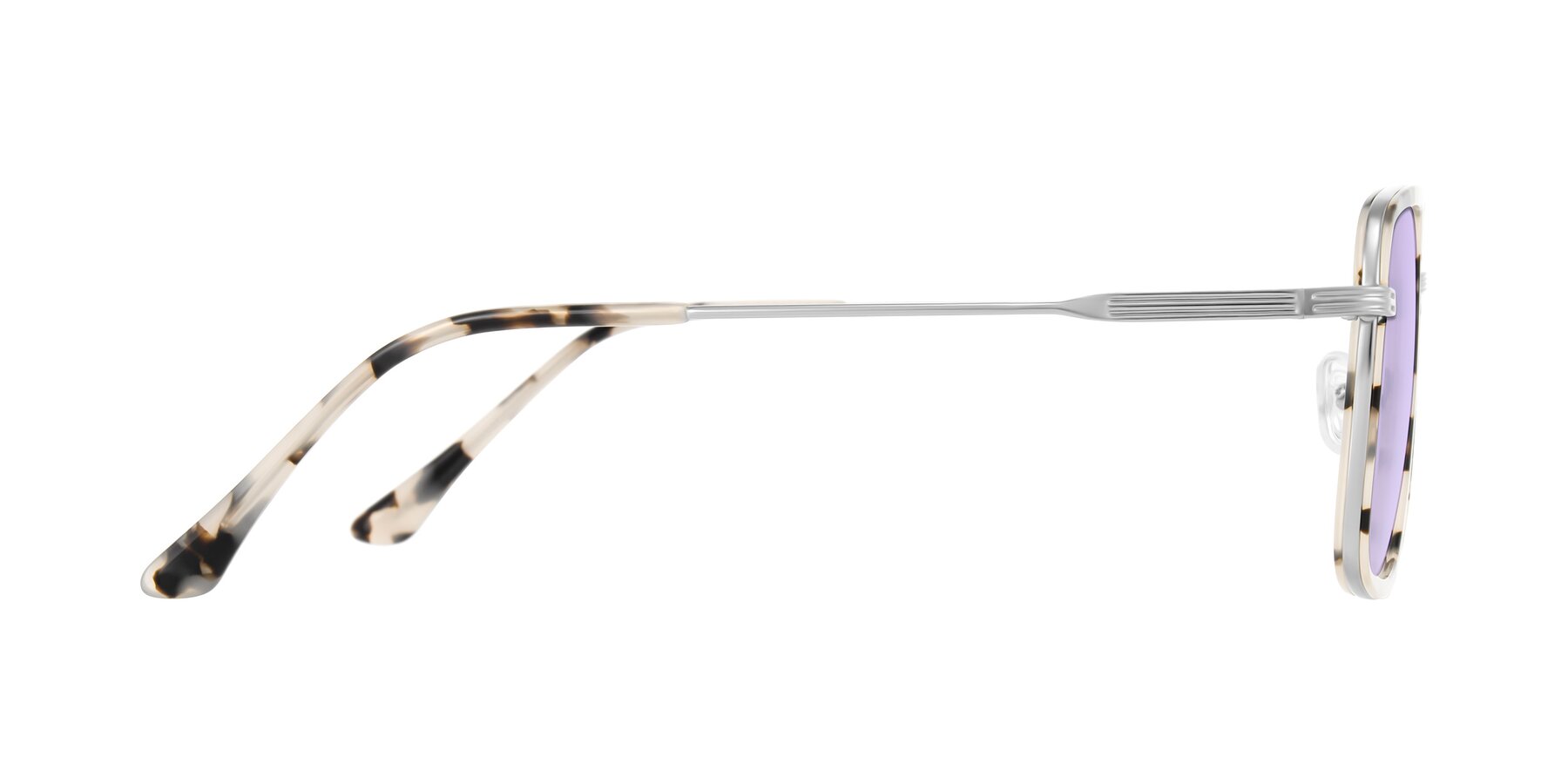 Side of Guadiaro in Ivory Tortoise/Silver with Light Purple Tinted Lenses
