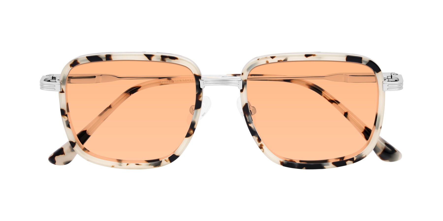 Folded Front of Guadiaro in Ivory Tortoise/Silver with Light Orange Tinted Lenses