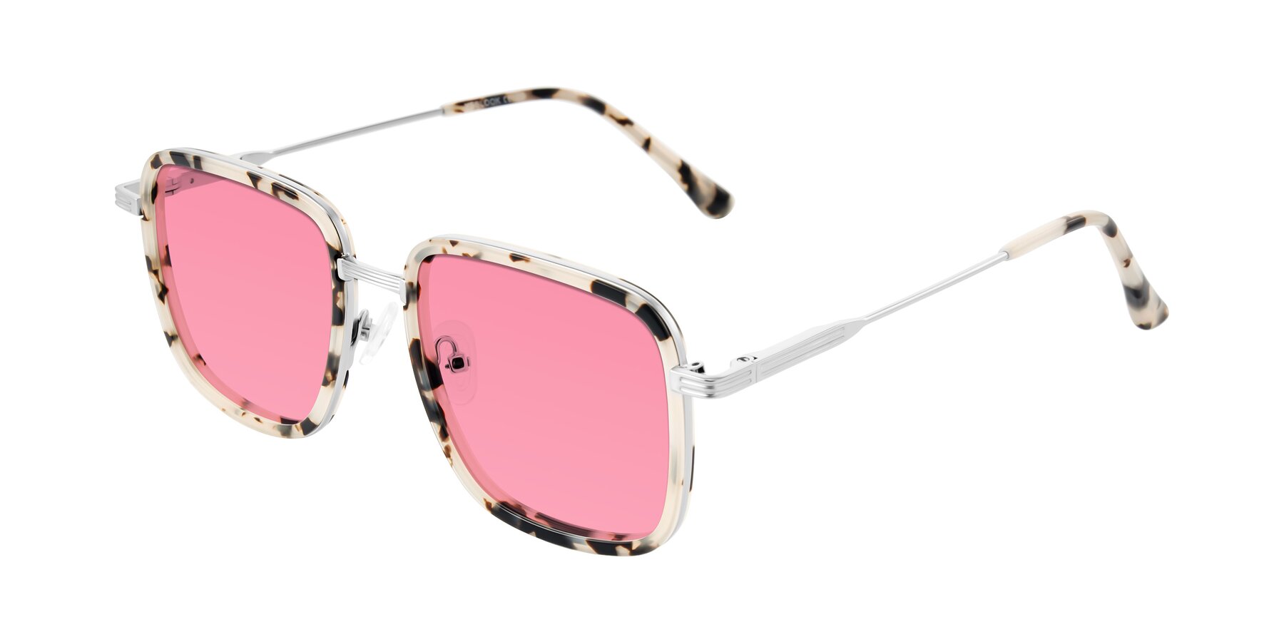 Angle of Guadiaro in Ivory Tortoise/Silver with Pink Tinted Lenses