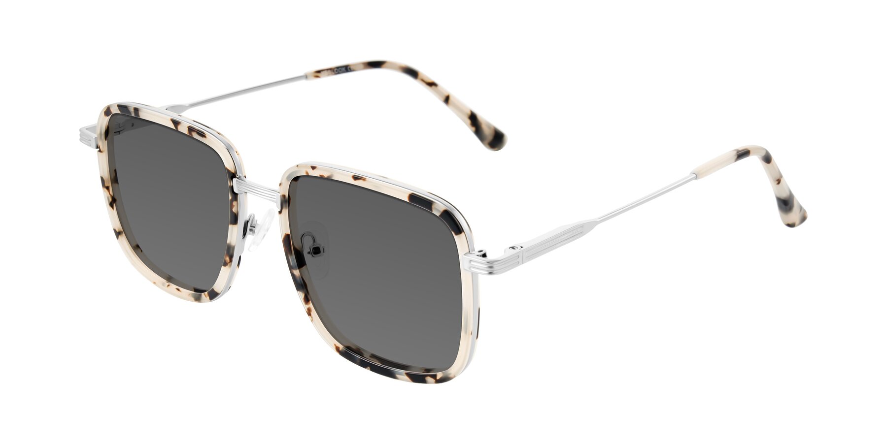 Angle of Guadiaro in Ivory Tortoise/Silver with Medium Gray Tinted Lenses
