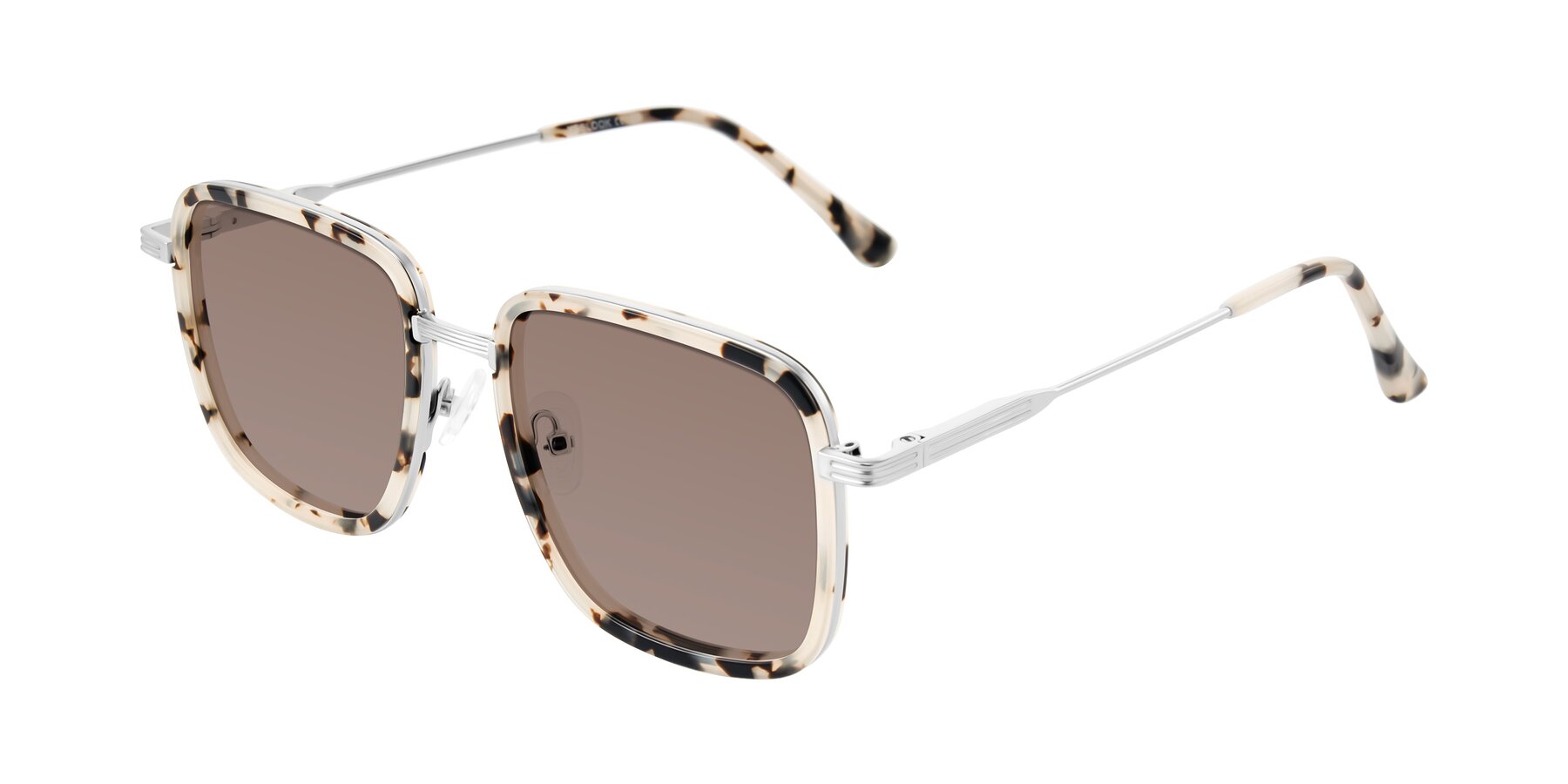 Angle of Guadiaro in Ivory Tortoise/Silver with Medium Brown Tinted Lenses