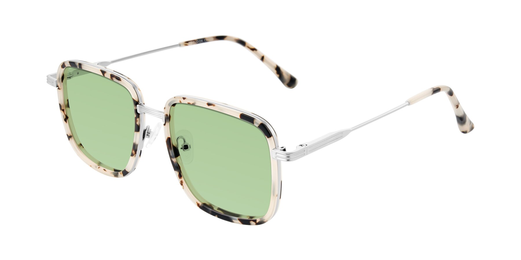 Angle of Guadiaro in Ivory Tortoise/Silver with Medium Green Tinted Lenses
