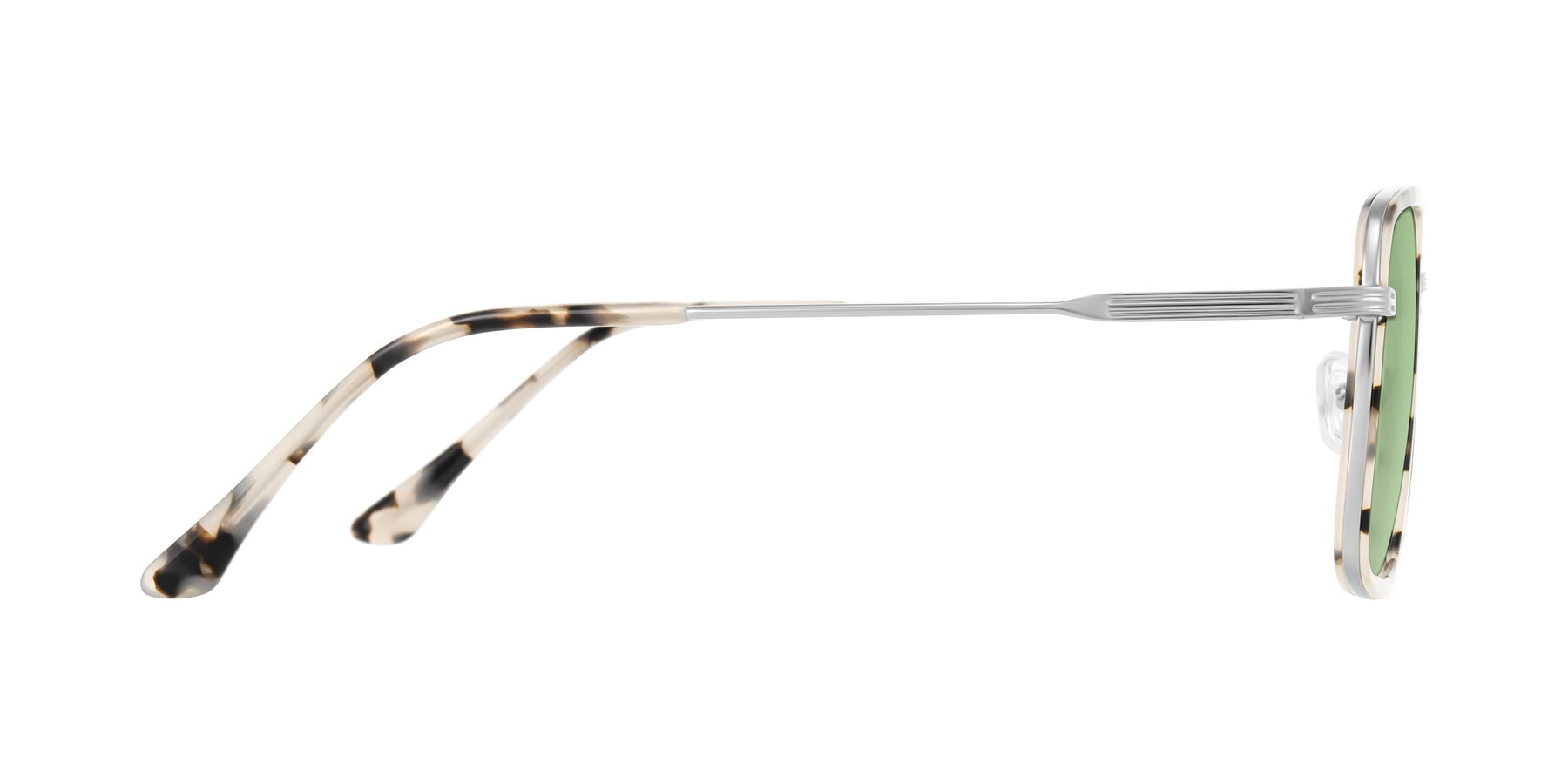 Side of Guadiaro in Ivory Tortoise/Silver with Medium Green Tinted Lenses