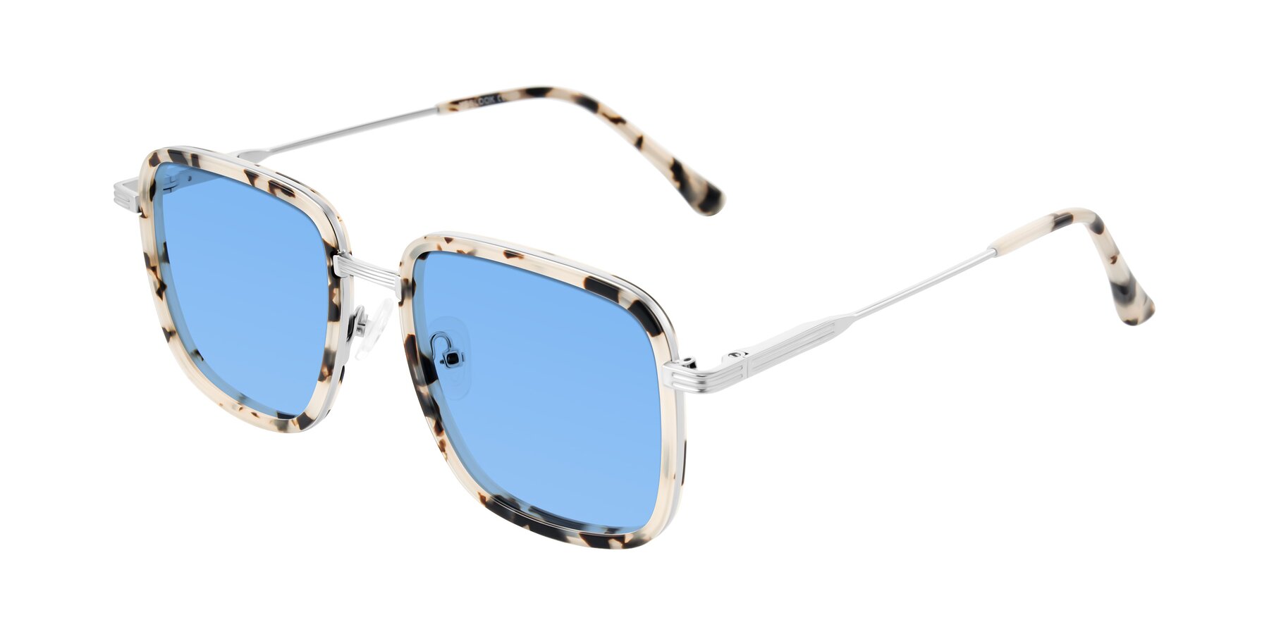 Angle of Guadiaro in Ivory Tortoise/Silver with Medium Blue Tinted Lenses