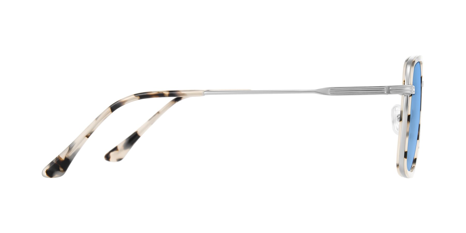 Side of Guadiaro in Ivory Tortoise/Silver with Medium Blue Tinted Lenses