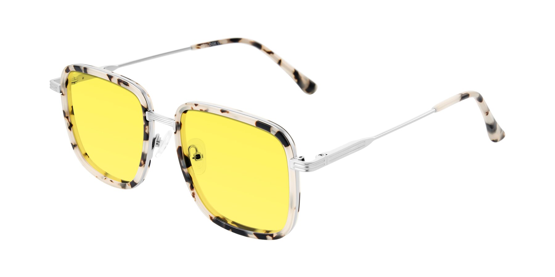 Angle of Guadiaro in Ivory Tortoise/Silver with Medium Yellow Tinted Lenses
