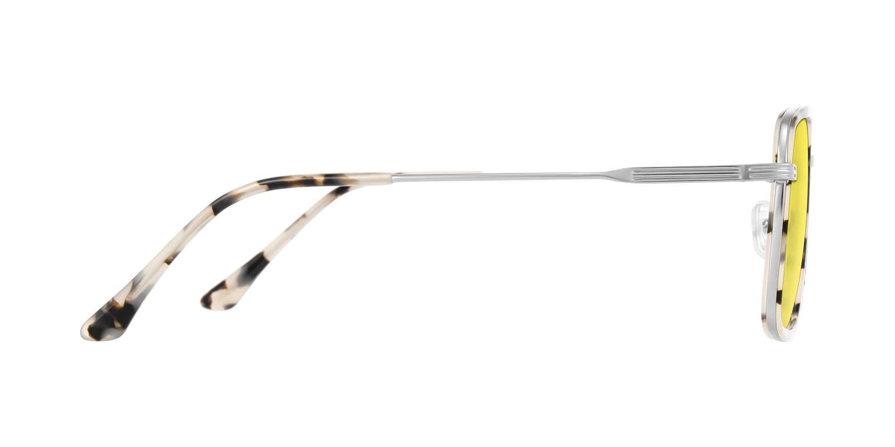 Side of Guadiaro in Ivory Tortoise/Silver with Medium Yellow Tinted Lenses