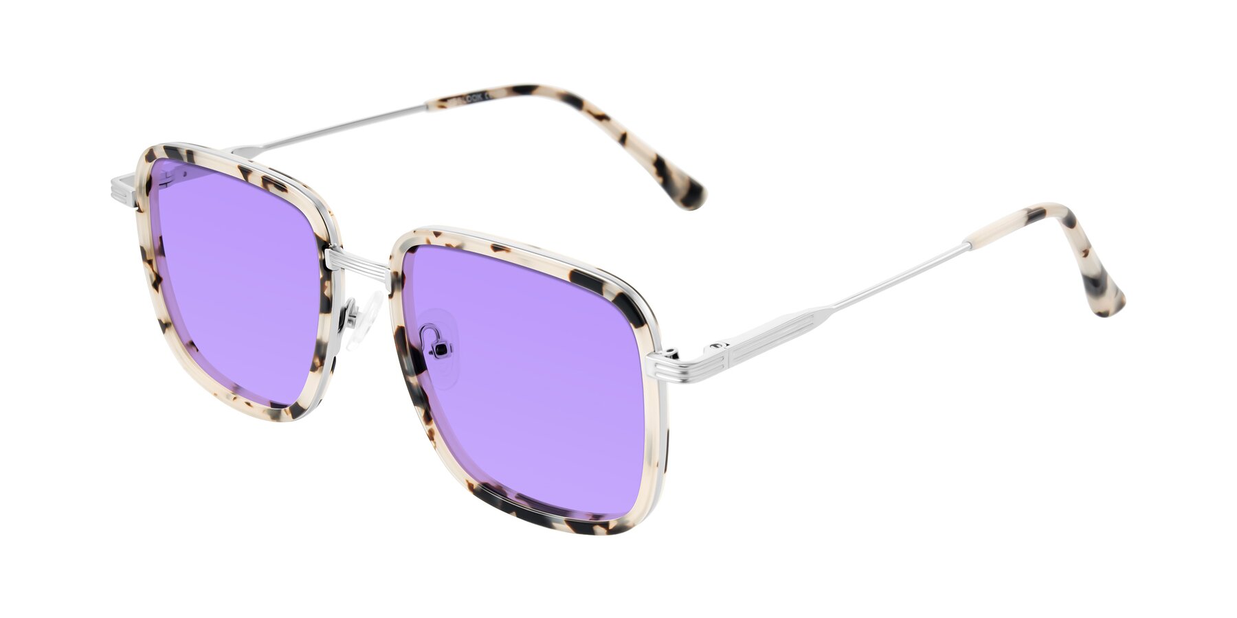 Angle of Guadiaro in Ivory Tortoise/Silver with Medium Purple Tinted Lenses