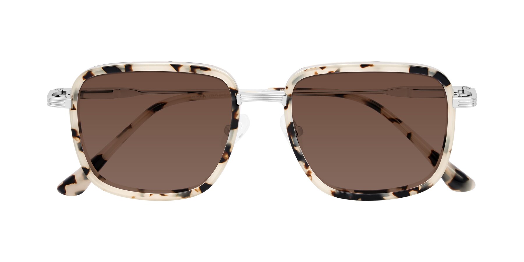 Folded Front of Guadiaro in Ivory Tortoise/Silver with Brown Tinted Lenses