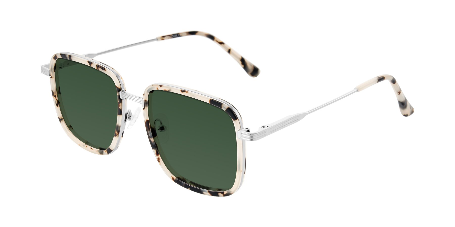 Angle of Guadiaro in Ivory Tortoise/Silver with Green Tinted Lenses