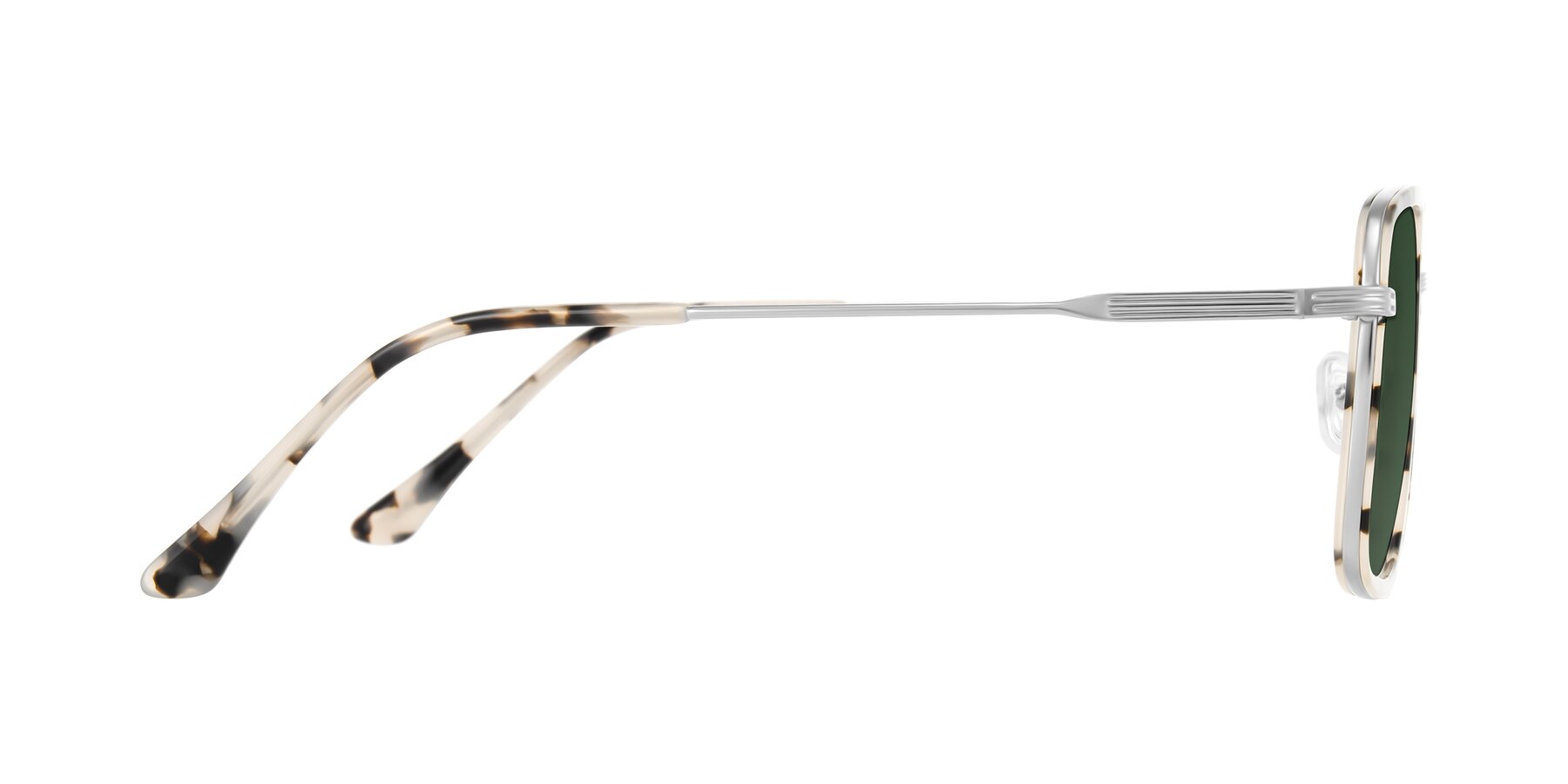 Side of Guadiaro in Ivory Tortoise/Silver with Green Tinted Lenses