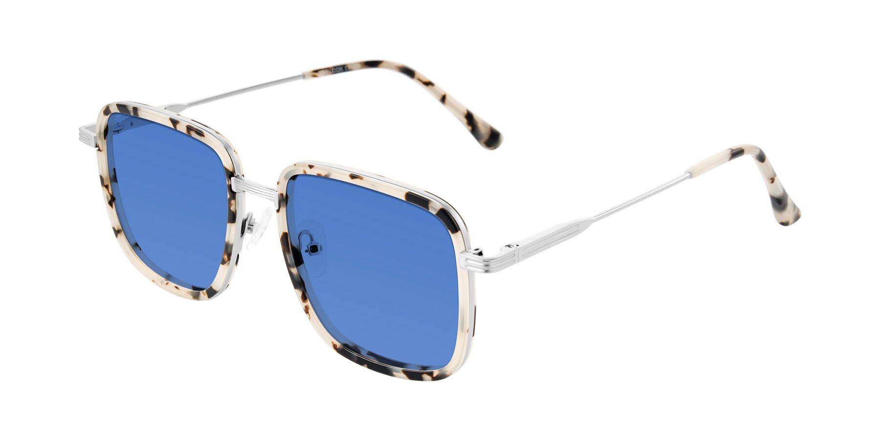 Angle of Guadiaro in Ivory Tortoise/Silver with Blue Tinted Lenses