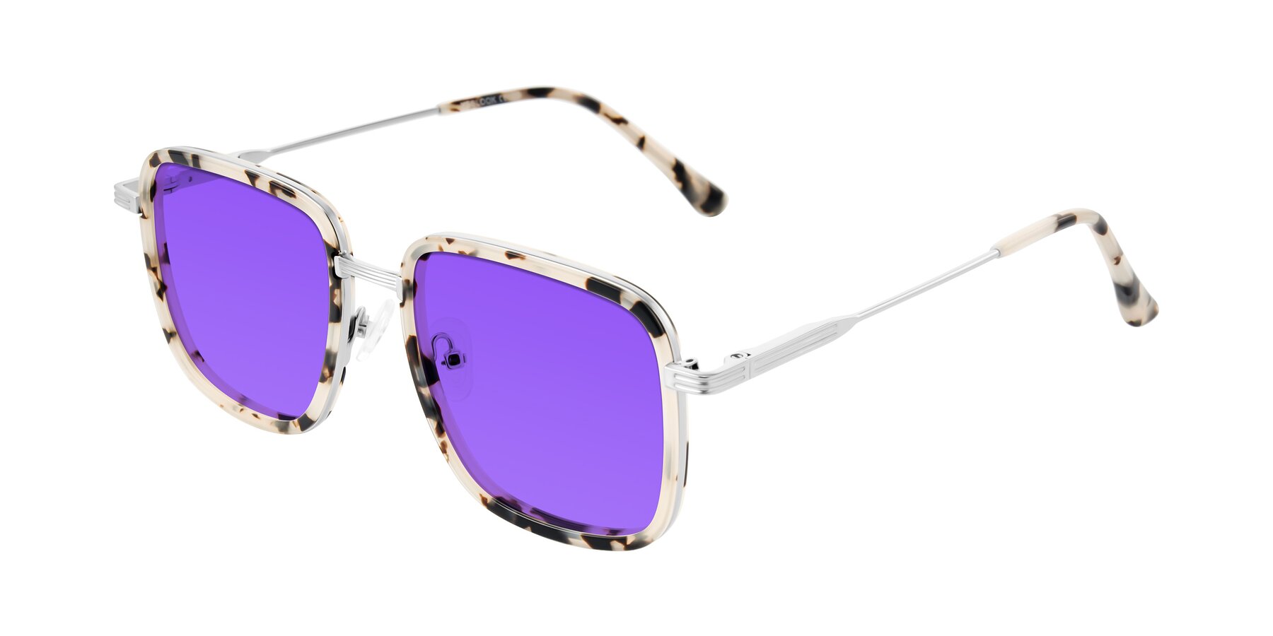 Angle of Guadiaro in Ivory Tortoise/Silver with Purple Tinted Lenses