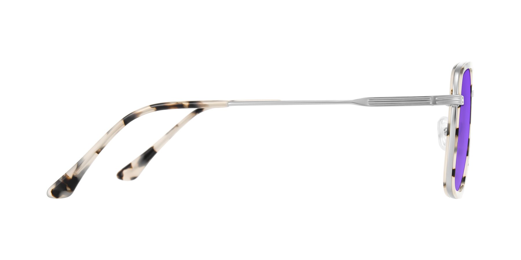 Side of Guadiaro in Ivory Tortoise/Silver with Purple Tinted Lenses