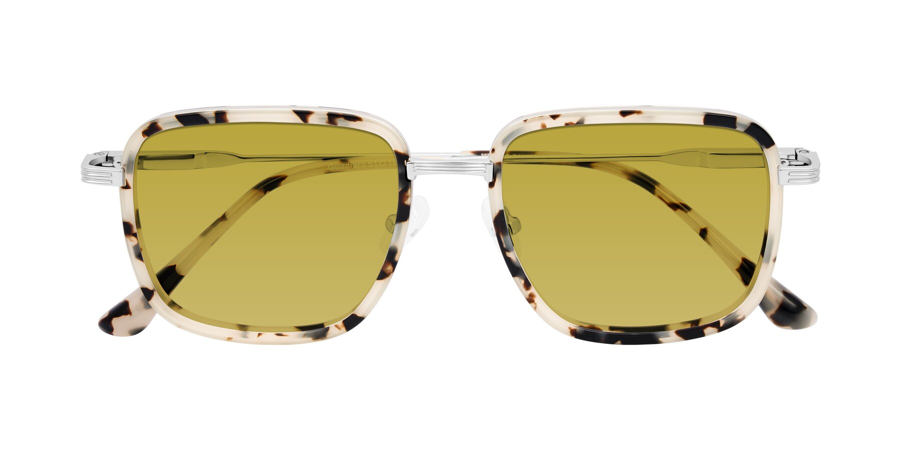 Folded Front of Guadiaro in Ivory Tortoise/Silver with Champagne Tinted Lenses