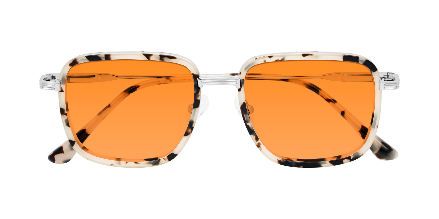 Folded Front of Guadiaro in Ivory Tortoise/Silver with Orange Tinted Lenses