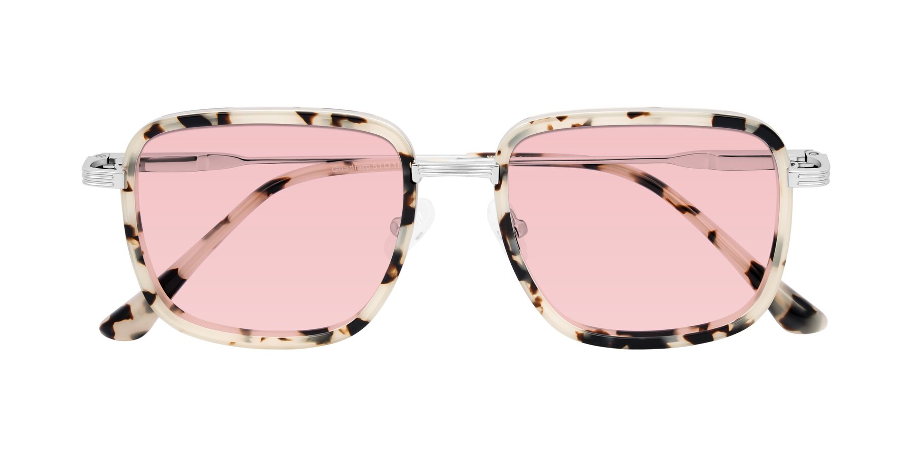 Folded Front of Guadiaro in Ivory Tortoise/Silver with Light Garnet Tinted Lenses