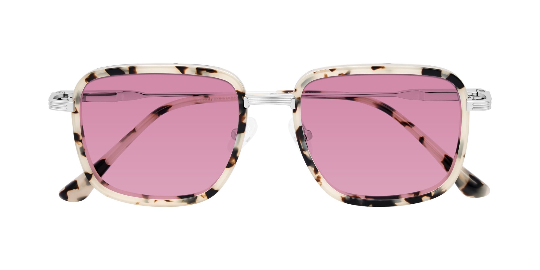 Folded Front of Guadiaro in Ivory Tortoise/Silver with Medium Wine Tinted Lenses
